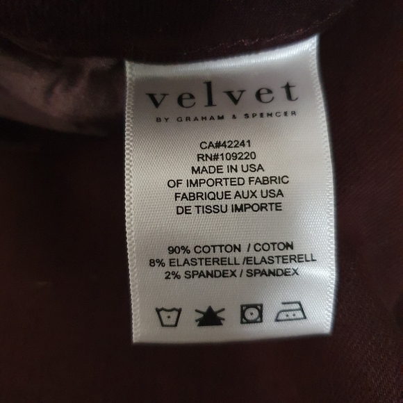 Velvet by Graham & Spencer Burgundy Pant Size 27 - Picture 7 of 7